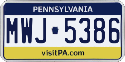 PA license plate MWJ5386