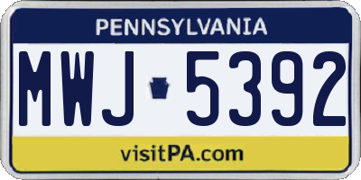 PA license plate MWJ5392
