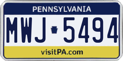 PA license plate MWJ5494