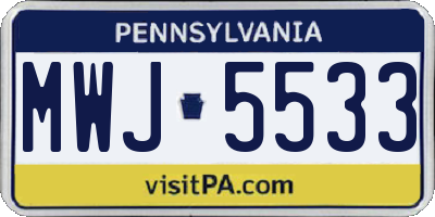 PA license plate MWJ5533