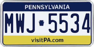 PA license plate MWJ5534