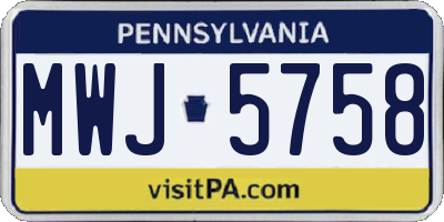 PA license plate MWJ5758