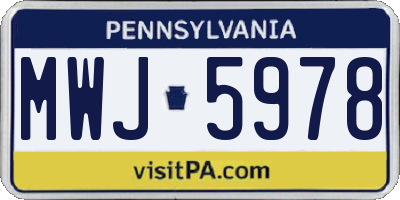 PA license plate MWJ5978