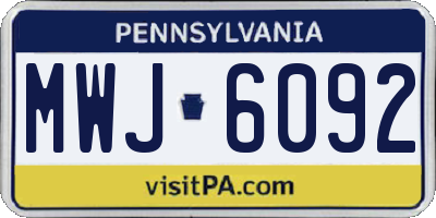 PA license plate MWJ6092