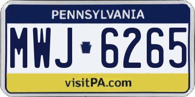 PA license plate MWJ6265