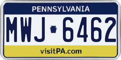 PA license plate MWJ6462