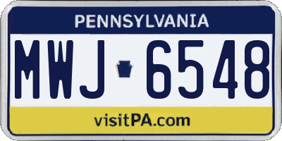 PA license plate MWJ6548