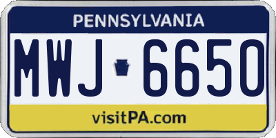 PA license plate MWJ6650