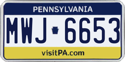 PA license plate MWJ6653