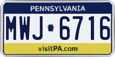 PA license plate MWJ6716