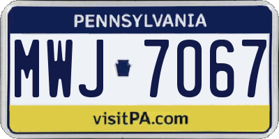 PA license plate MWJ7067