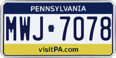 PA license plate MWJ7078