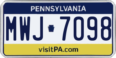PA license plate MWJ7098