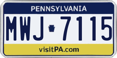 PA license plate MWJ7115