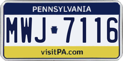 PA license plate MWJ7116