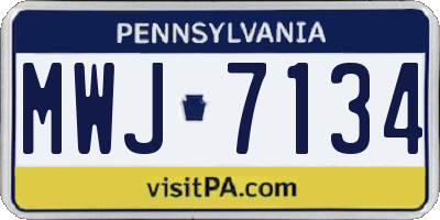 PA license plate MWJ7134