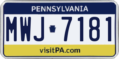 PA license plate MWJ7181