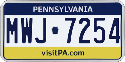 PA license plate MWJ7254