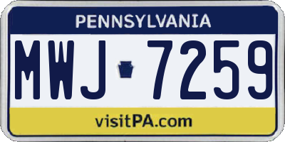 PA license plate MWJ7259