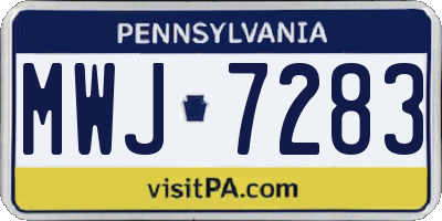 PA license plate MWJ7283