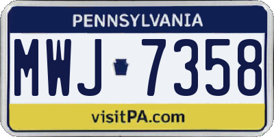 PA license plate MWJ7358