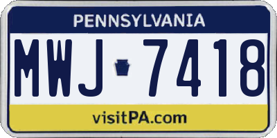 PA license plate MWJ7418