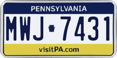 PA license plate MWJ7431