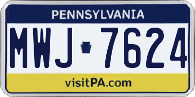 PA license plate MWJ7624