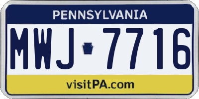 PA license plate MWJ7716