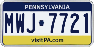 PA license plate MWJ7721