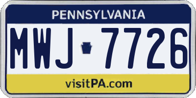 PA license plate MWJ7726