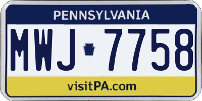 PA license plate MWJ7758