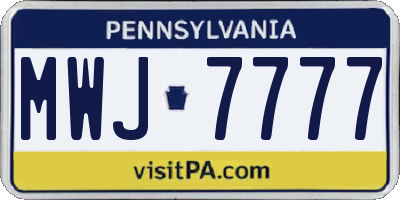 PA license plate MWJ7777