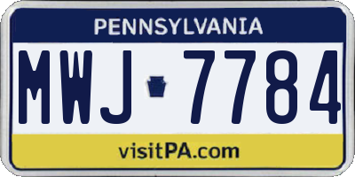 PA license plate MWJ7784