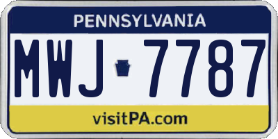 PA license plate MWJ7787