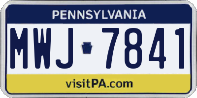 PA license plate MWJ7841
