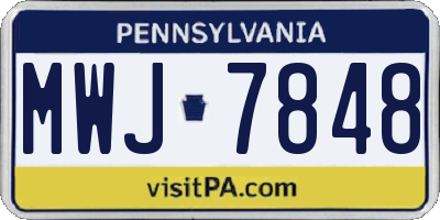 PA license plate MWJ7848