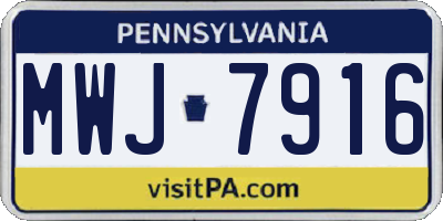 PA license plate MWJ7916