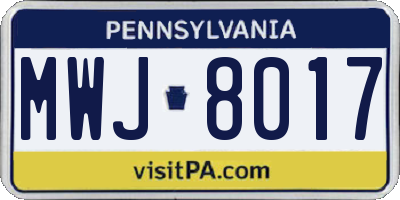 PA license plate MWJ8017