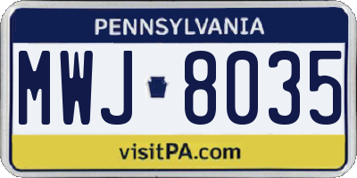 PA license plate MWJ8035