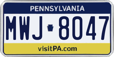 PA license plate MWJ8047
