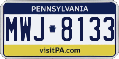 PA license plate MWJ8133