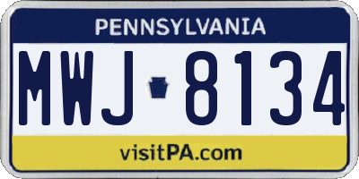 PA license plate MWJ8134