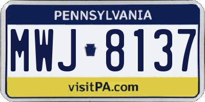 PA license plate MWJ8137