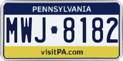 PA license plate MWJ8182