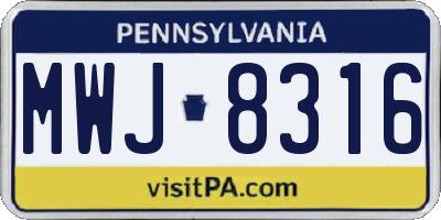 PA license plate MWJ8316