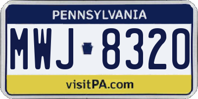 PA license plate MWJ8320