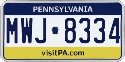 PA license plate MWJ8334