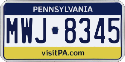 PA license plate MWJ8345