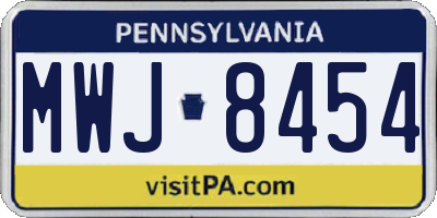 PA license plate MWJ8454